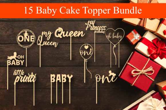 15 Big Bundle Baby Cake Topper 3D for Crafts and Graphics