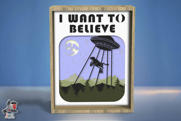 3D Alien UFO Shadow Box SVG: A Bold Graphic Design Asset for Creative Branding