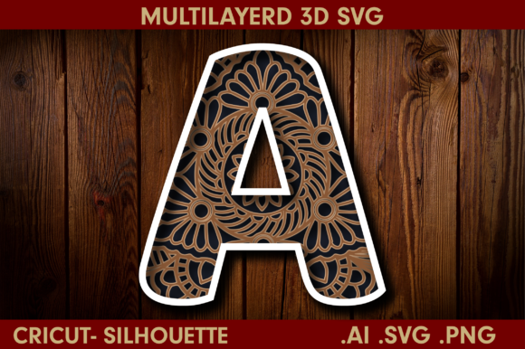 3D Alphabet A Multilayered Mandala SVG for Shadow Box Crafts