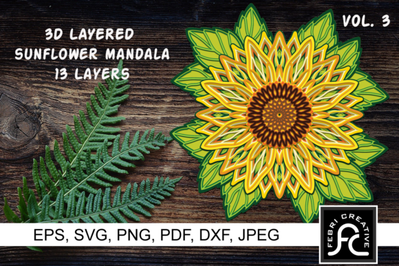 3D Layered Sunflower Mandala SVG Vol. 3: A Vibrant Graphic Design Asset for Crafts and Local Branding