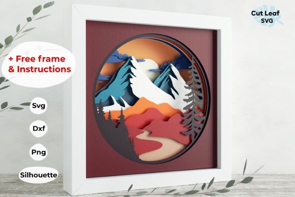 3D Mountains Shadow Box: A Versatile SVG for Handmade Creations