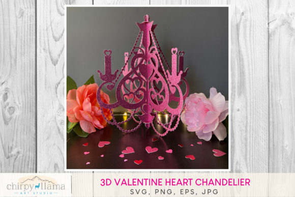 3D Valentine Heart Chandelier: A Decorative SVG Shape for Commercial Use