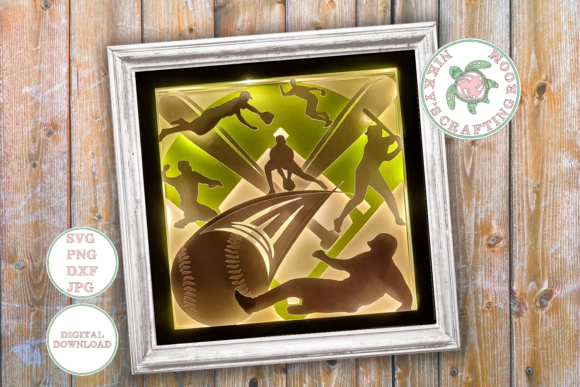 Baseball 3D SVG Shadow Box for Creative Branding