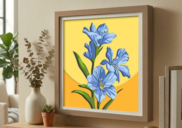 Blue Amaryllis 3D SVG Shadow Box for Digital Sellers