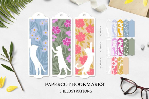 Cat Bookmark Paper Cut Svg Cat Bookmark for 3D SVG