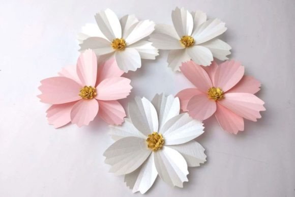 Cosmos Paper Flowers: A 3D SVG Graphic for Fresh Branding and Marketing