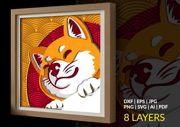 Cute Japanese Shiba Inu 3D SVG for Shadow Box Creations