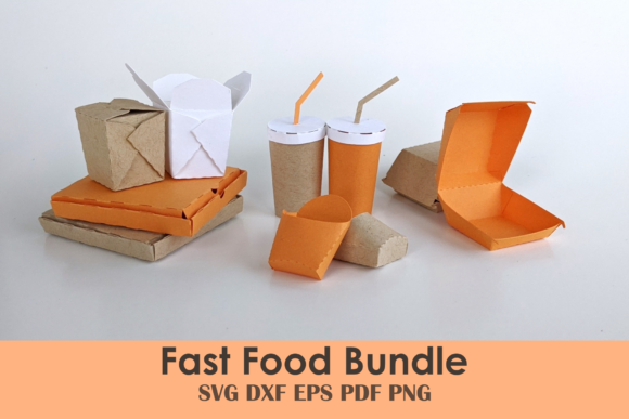 Fast Food Box Mini Template Bundle for 3D SVG Shapes
