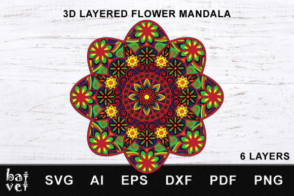 Flower Mandala 3D SVG for Shadow Box Crafts and More