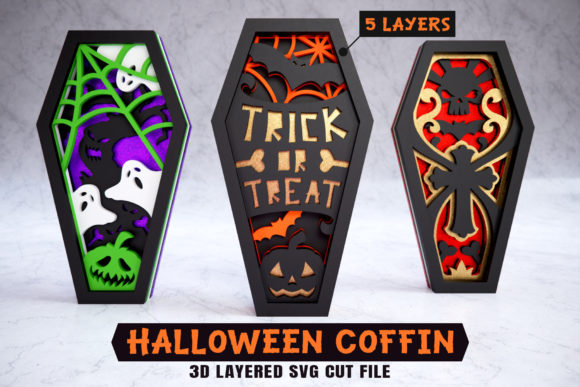 Halloween Coffin 3D SVG for Shadow Box Designs