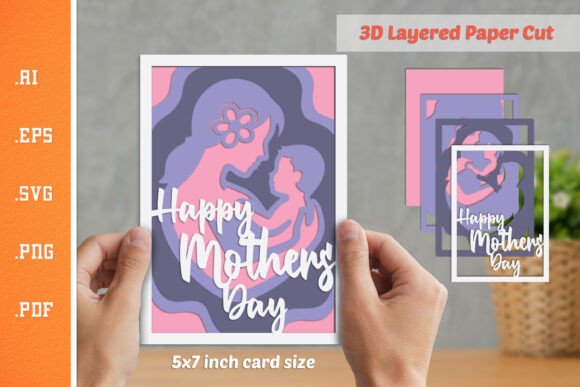 Happy Mother's Day 3D Layered Paper Cut: A Versatile Graphic Design Asset for Crafts and Marketing