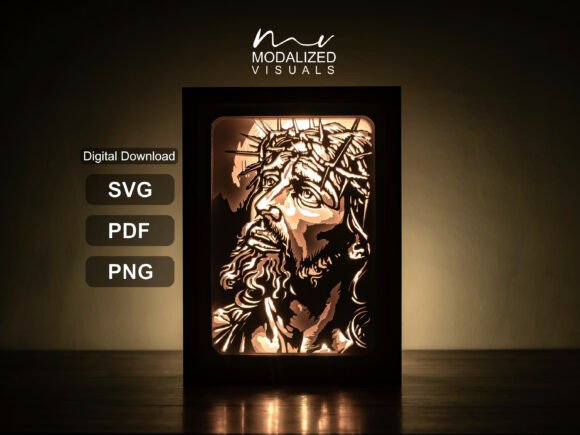 Jesus Nazarene 3D SVG Lightbox Design for Shadow Box Crafts