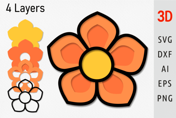 Layered Flower SVG: A 3D Design Asset for Paper Flowers and Branding