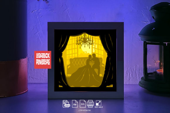 Marry Me 3D Paper Lightbox Template for Embroidery Projects