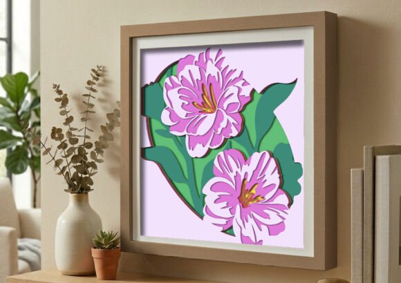 Pink Peony Flower 3D SVG Shadow Box Review for Digital Sellers