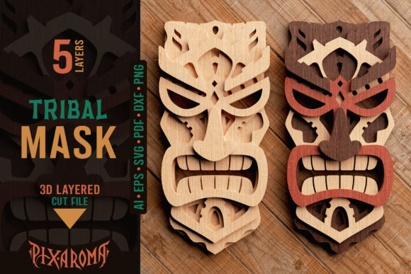 Tribal Mask 3D SVG for Laser Cutting Wall Decor & Branding