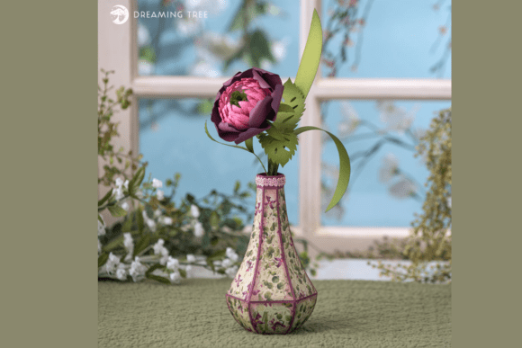 Vintage Bud Vase Flower SVG: 3D SVG Design for Pots And Vases