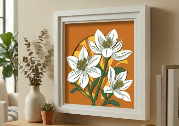 White Narcissus Flower 3D Shadow Box Review